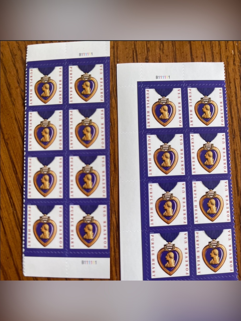 2019 Partial Sheets of Purple Heart Medal Combat Forever Stamps- 16 stamps